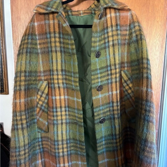 Vintage Jackets & Blazers - Vintage Plaid Women's Cape in Green and Brown